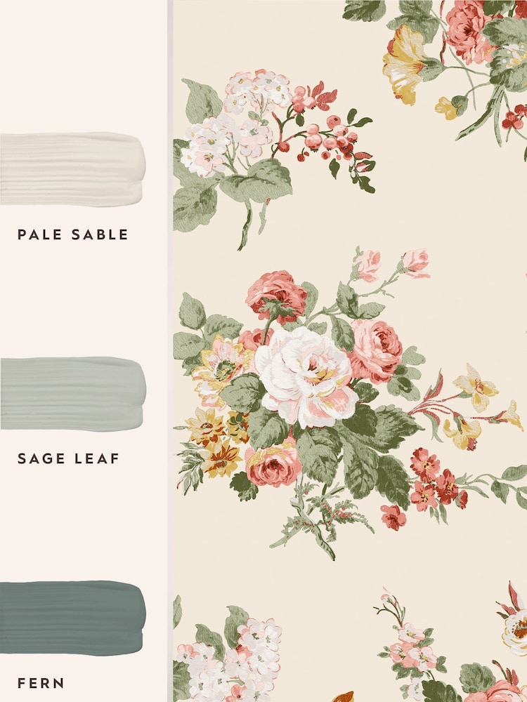 Laura Ashley Pale Sable Rosemore 10M Wallpaper - Image 4 of 4