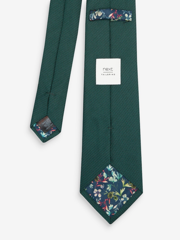 Dark Green Textured Tie And Clip Set - Image 3 of 3