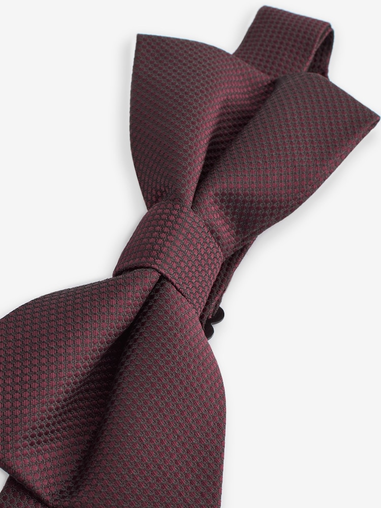 Burgundy Red Textured Bow Tie - Image 5 of 5 Burgundy Red Textured Bow Tie - Image 5 of 5