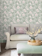 Laura Ashley Smoke Green Fleurir Paste The Wall A4 Wallpaper Sample - Image 1 of 2