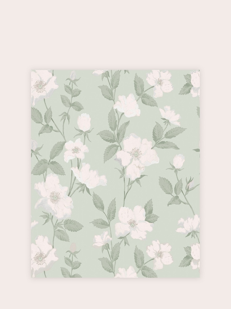 Laura Ashley Smoke Green Fleurir Paste The Wall A4 Wallpaper Sample - Image 2 of 2