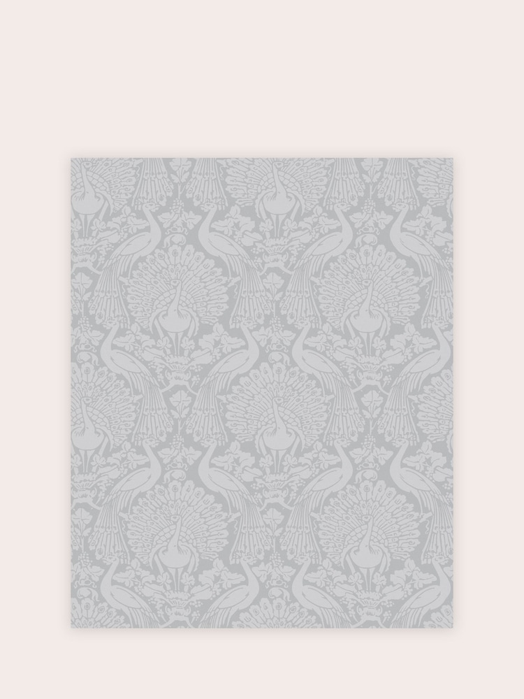Laura Ashley Pale Slate Peacock Damask Paste The Wall A4 Wallpaper Sample - Image 2 of 2