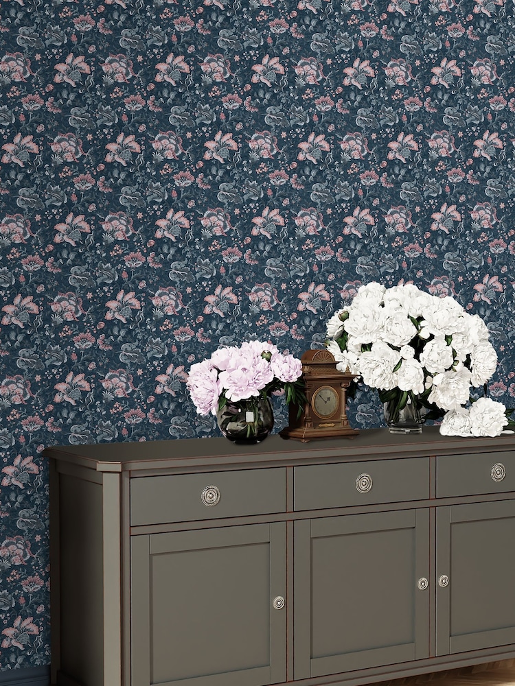 Laura Ashley Dark Seaspray Portia Paste The Wall A4 Wallpaper Sample - Image 1 of 2