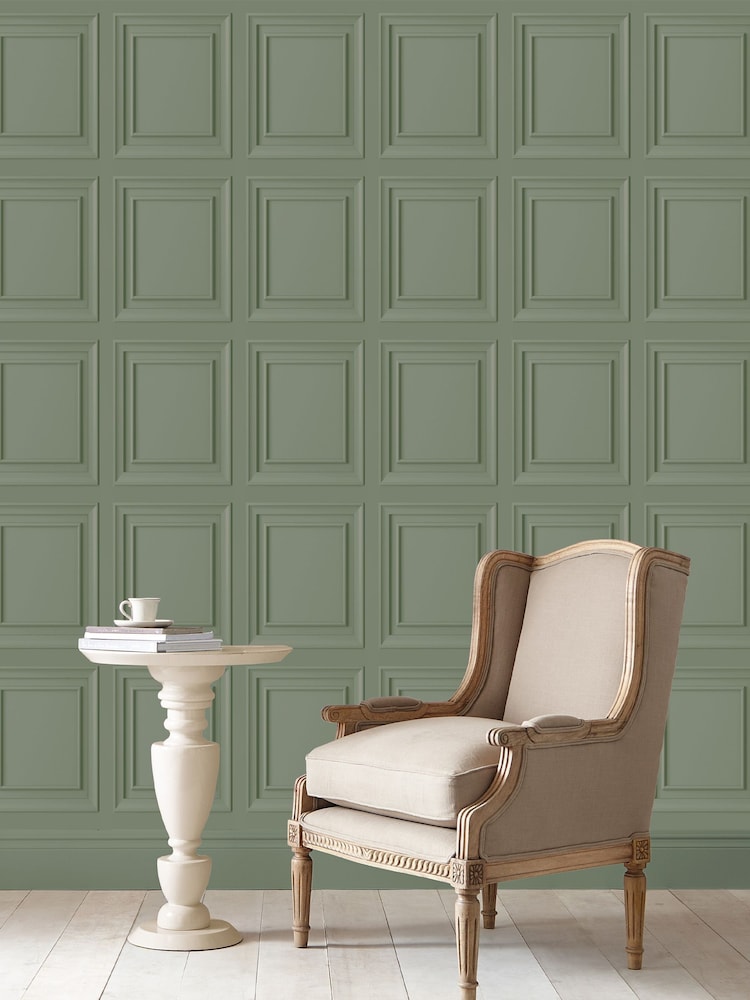 Laura Ashley Sage Green Redbrook A4 Wallpaper Sample - Image 1 of 3