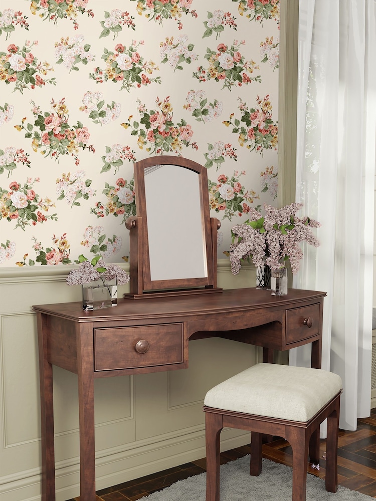 Laura Ashley Pale Sable Rosemore A4 Wallpaper Sample - Image 1 of 2