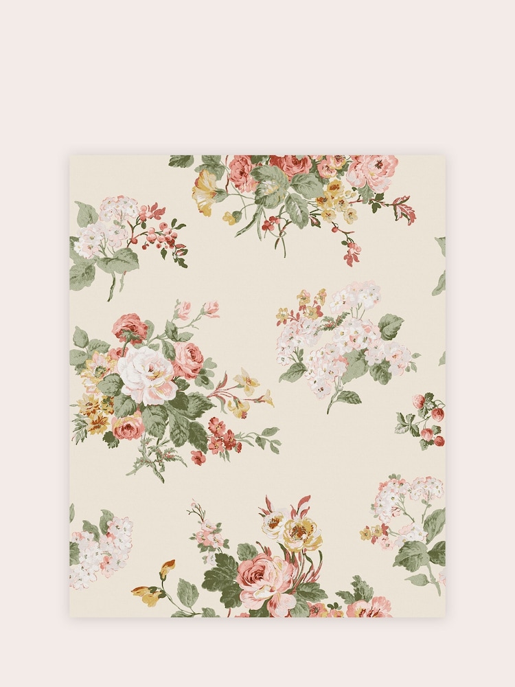 Laura Ashley Pale Sable Rosemore A4 Wallpaper Sample - Image 2 of 2