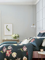 Sanderson Blue 200 Thread Count Cotton Sateen Tulipomania Square Pillowcase - Image 1 of 2