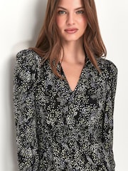 M&Co Black Petite Printed Collar Dress - Image 4 of 5