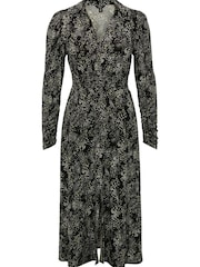 M&Co Black Petite Printed Collar Dress - Image 5 of 5