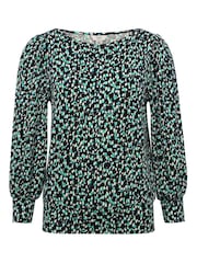 M&Co Green Petite Print Top - Image 3 of 3