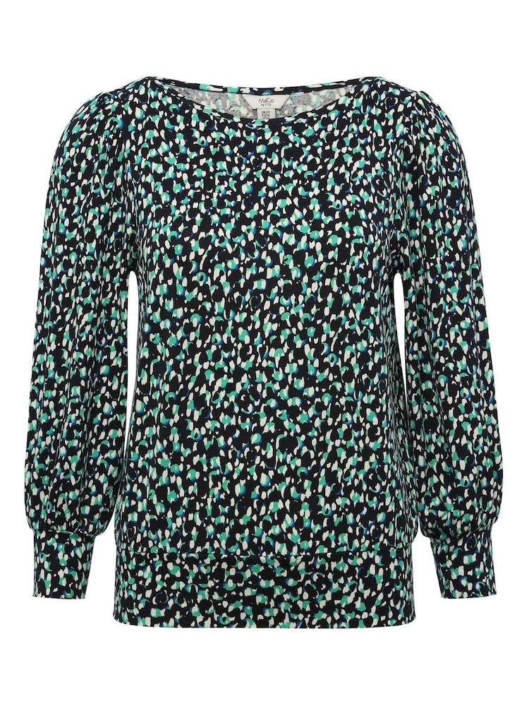 M&Co Green Petite Print Top - Image 3 of 3