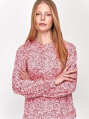 Розовый топ с цветочным принтом и присборенными манжетами M&Co - Изображение 1 из 3