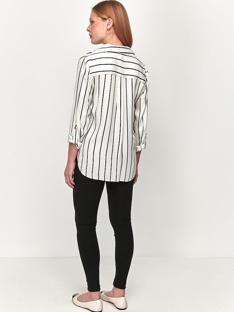 M&Co Schlupf-Oberteil für Damen mit breiten Streifen, Weiß - Bild 2 von 3