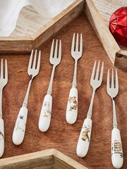 Wrendale Set of 6 White Royal Worcester Christmas Pastry Forks - Image 2 of 4