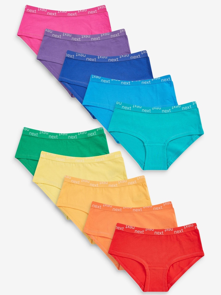 Mehrfarbig, helle Regenbogenfarben - Hipster-Slips im 10er-Pack (2 – 16 Jahre) - Bild 1 von 12
