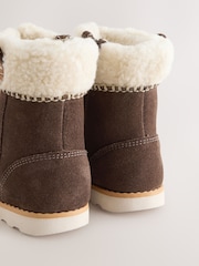 Clarks Brown Multi Fit Suede Sheepskin Trimmed Zip Fastening Wide Fit Boots - Image 4 of 6