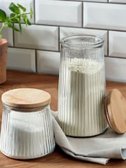 Clear Ribbed Glass Storage Jars - Image 1 of 4