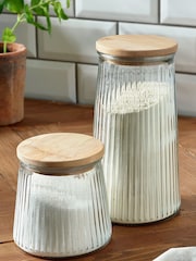 Clear Ribbed Glass Storage Jars - Image 2 of 4