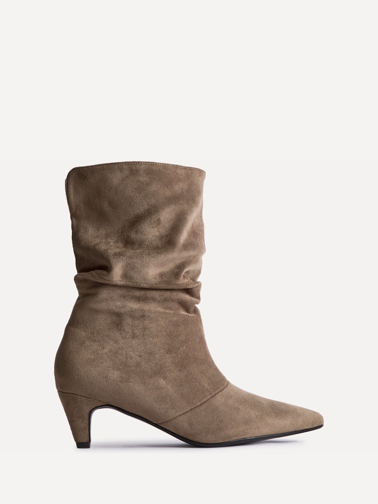 Linzi Mocha Suede Mosaic Multiwear Ruched Ankle Boots - Image 2 of 5