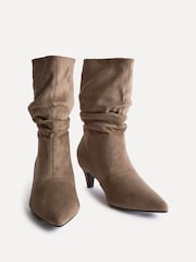 Linzi Mocha Suede Mosaic Multiwear Ruched Ankle Boots - Image 3 of 5