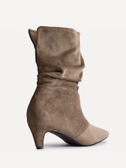 Linzi Mocha Suede Mosaic Multiwear Ruched Ankle Boots - Image 4 of 5