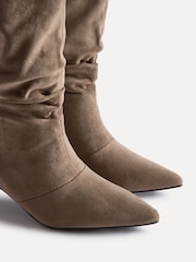 Linzi Mocha Suede Mosaic Multiwear Ruched Ankle Boots - Image 5 of 5