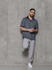 Kem Collection Blue Jacquard Regular Fit Polo Shirt - Image 2 of 4