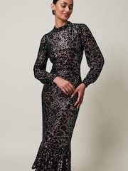 Phase Eight Natural Celeste Sequin Maxi Dress - Image 4 of 7