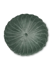 Laura Ashley Velvet Fern Green Round Rosanna Cushion - Image 5 of 5