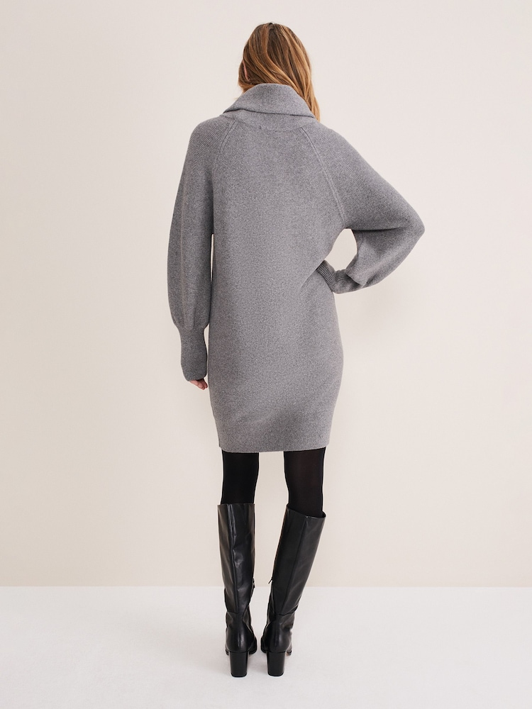 Phase Eight Grey Dahlie Knitted Jumper Dress - Image 2 of 6
