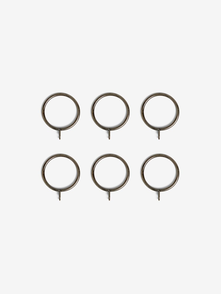 Pewter Grey 28mm Diameter Metal Curtain Pole Rings 6 Pack - Image 2 of 3