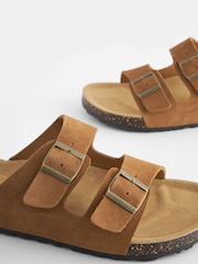 Tan Brown Leather Two Buckle Sandals - Image 5 of 7
