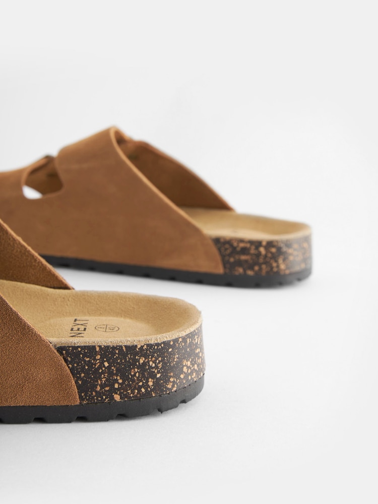 Tan Brown Leather Two Buckle Sandals - Image 6 of 7