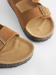 Tan Brown Leather Two Buckle Sandals - Image 7 of 7