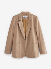 Taupe Brown Relaxed Fit Sheen Blazer - Image 1 of 6