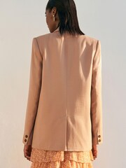 Taupe Brown Relaxed Fit Sheen Blazer - Image 3 of 6