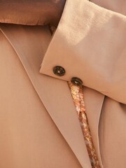 Taupe Brown Relaxed Fit Sheen Blazer - Image 4 of 6