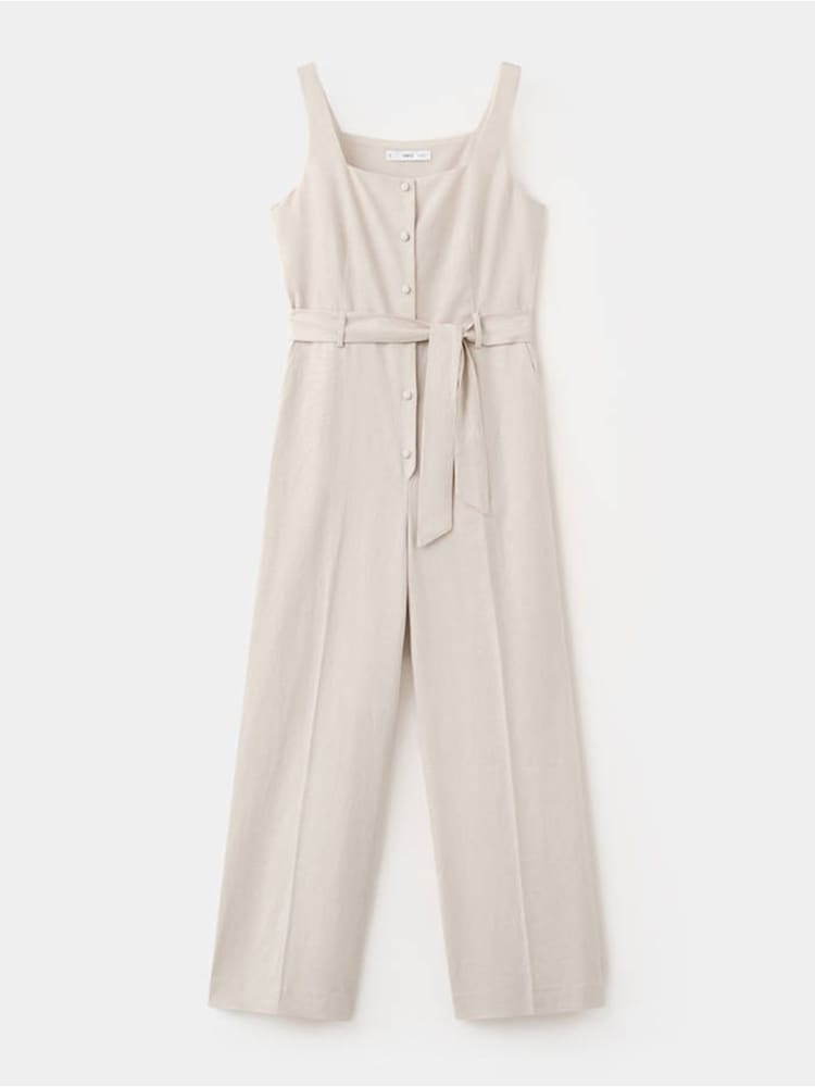 Mango Brown Linen Blend Jumpsuit - Image 1 of 3
