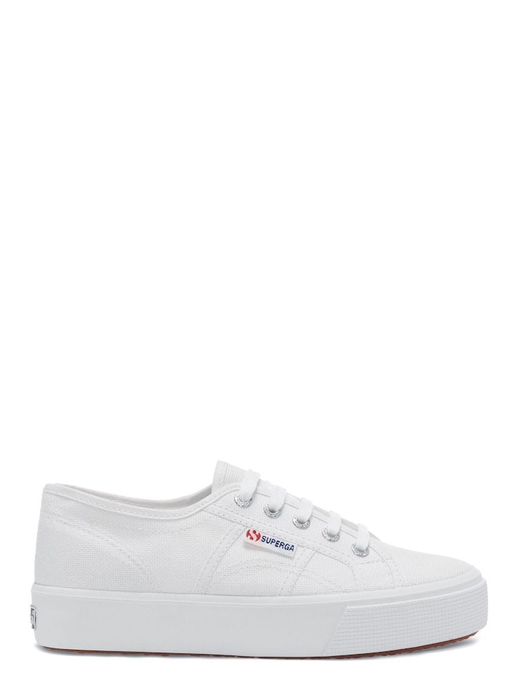 Superga White 2730 Mid Flatform Canvas Trainers - Image 1 of 5