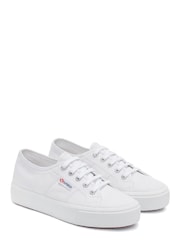Superga White 2730 Mid Flatform Canvas Trainers - Image 2 of 5