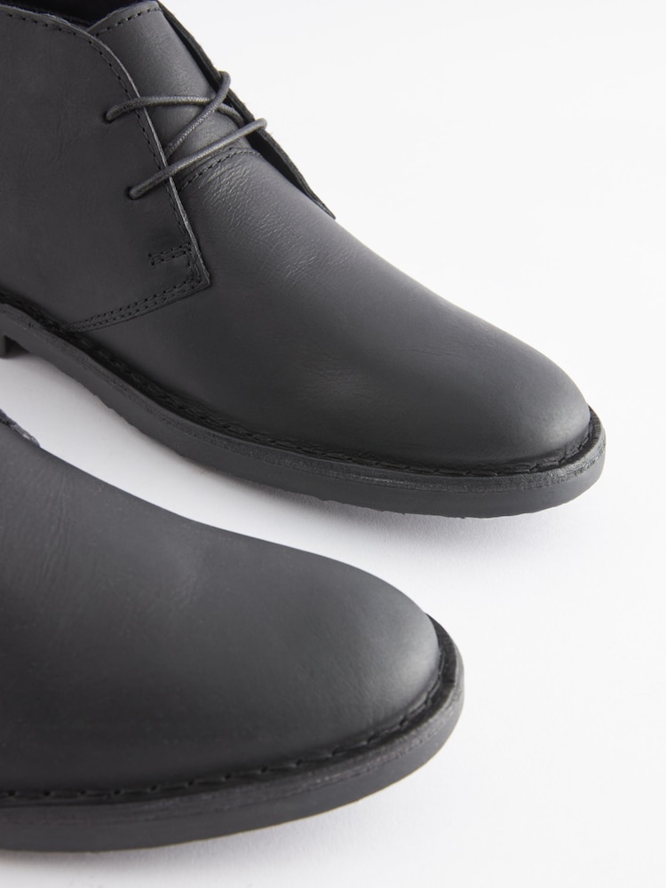 Black Leather Desert Boots - Image 3 of 5