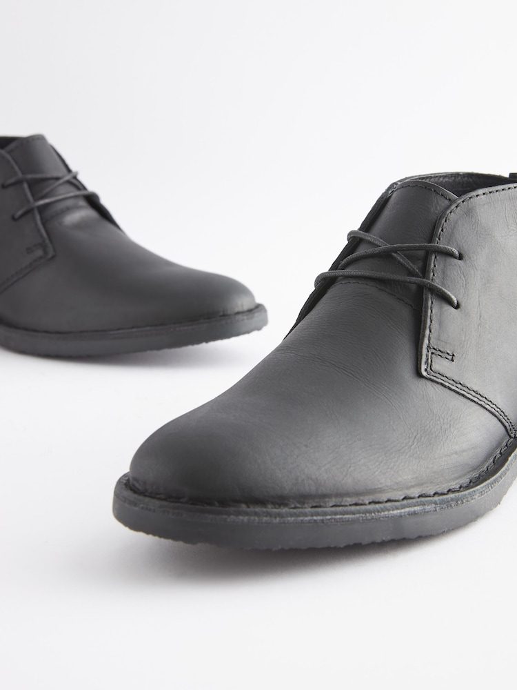 Black Leather Desert Boots - Image 4 of 5