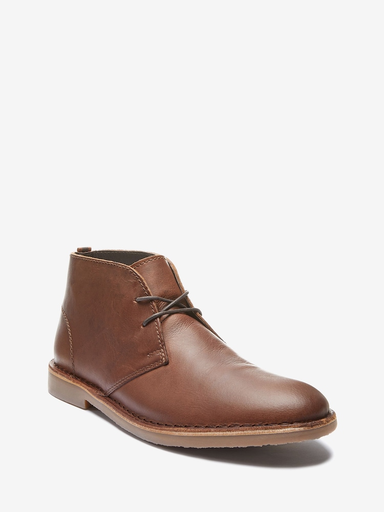 Marron fauve - Bottines chukka en cuir - Image 3 of 5