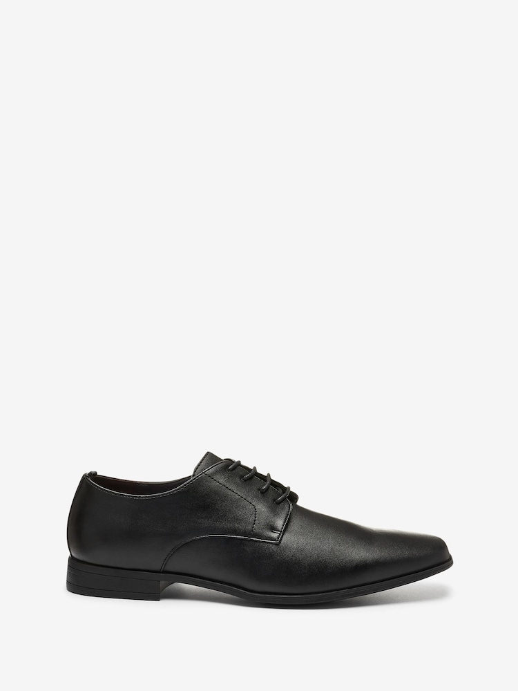 Black Slim Square Derby Shoes - Image 2 of 9