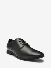 Black Slim Square Derby Shoes - Image 3 of 9