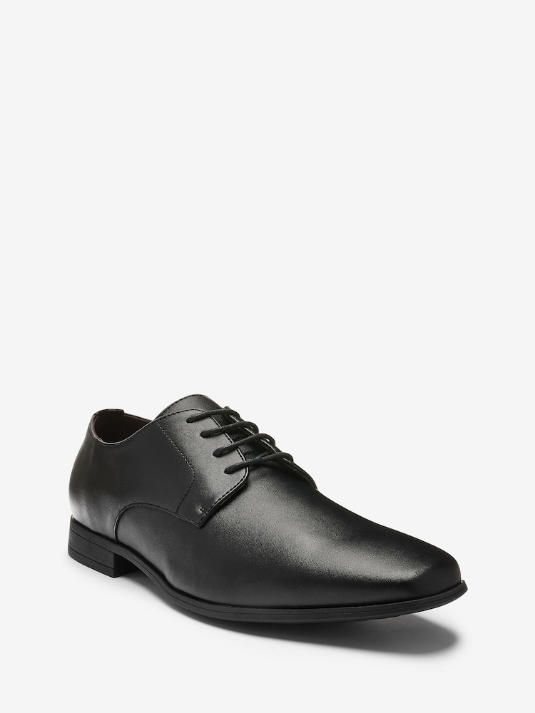 Black Slim Square Derby Shoes - Image 3 of 9
