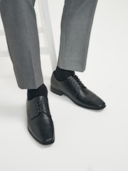 Black Slim Square Derby Shoes - Image 6 of 9