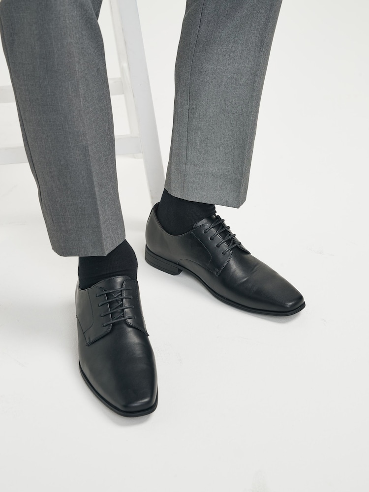 Black Slim Square Derby Shoes - Image 6 of 9
