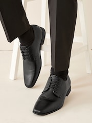 Black Slim Square Derby Shoes - Image 8 of 9