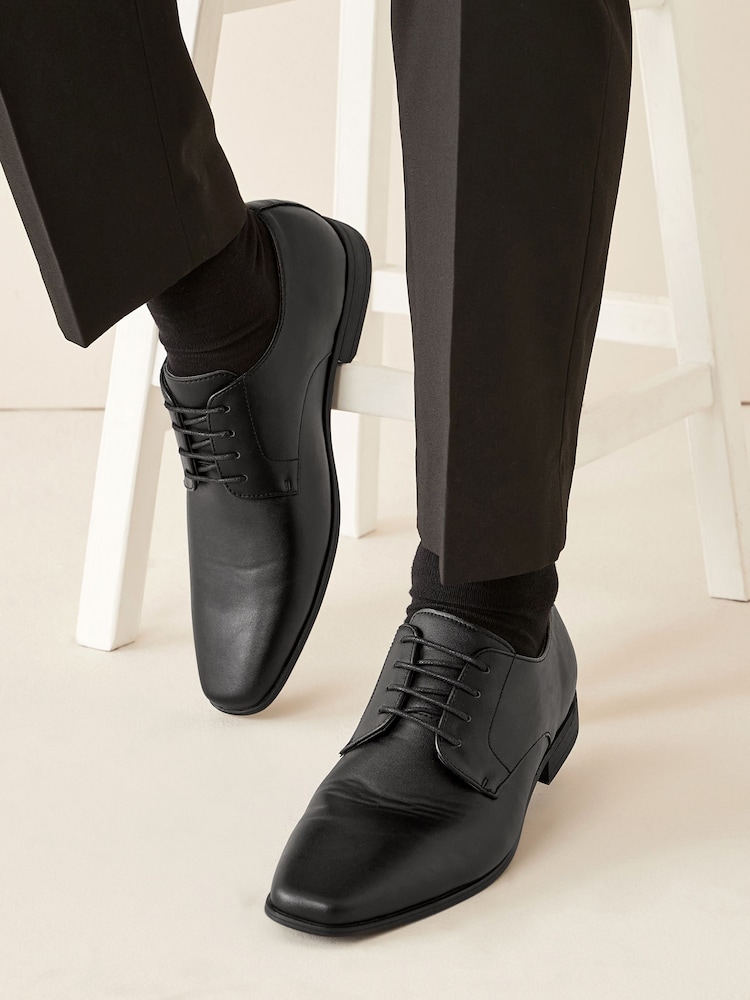 Black Slim Square Derby Shoes - Image 8 of 9